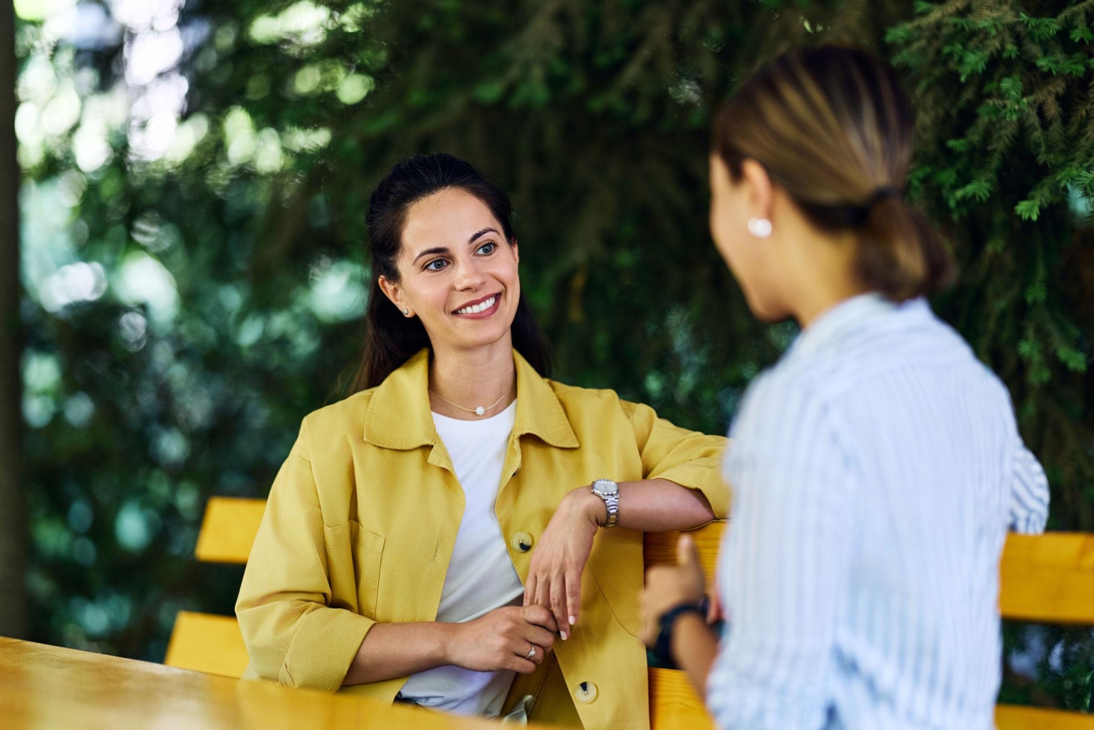 Two women in conversation